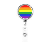 Gay Pride Rainbow LGBT Porta badge in metallo resistente a bobina, porta badge retrattile con clip da cintura per porta badge identificativo dipendente insegnante