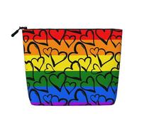 Gay Pride Rainbow Pattern Fake Hemp Makeup Bag - La tua soluzione unica per articoli da toeletta da viaggio e cosmetici quotidiani - Custodia con cerniera, nera, taglia unica, Nero, One Size