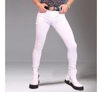Gay Uomo Elasticizzato Simil Jeans Legging Fit Slim Skinny Matita Pantaloni Soft