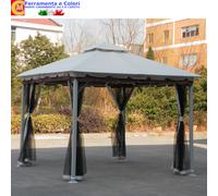Gazebo 3x3 Giardino Patio in Acciaio Con Zanzariere Tende Pali 60x60mm TOP 180 g