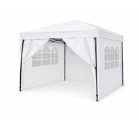 Gazebo 3x3 Pieghevole a Fisarmonica EasyFlex Bianco con Tende Richiudibili e Finestre