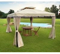 Gazebo 3X4 giardino in metallo telo impermeabile con tende e zanzariera e camino