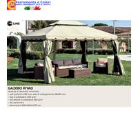 Gazebo 3x4 Giardino Patio in Alluminio Con Teli Zanzariera Tende Top Ecru h270