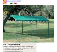 Gazebo 3x4 Top Verde Poliestere 180 g/mq Pali Portanti ø 40 mm Giardino per Auto
