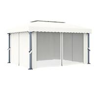 Gazebo 4x3 m Bianco Crema Alluminio Con Tende