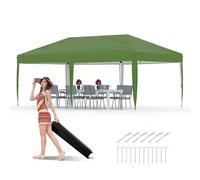 Gazebo a baldacchino pop-up resistente con altezza regolabile | Oxford 210D rivestito in argento, UPF50+ impermeabile, telaio in acciaio con picchetti, corde tiranti