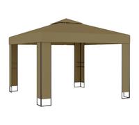 Gazebo a doppio tetto, 3 x 3 x 2,7 m, tortora, 180 gm², stabile tenda da giardino in poliestere rivestito in PA e acciaio verniciato a polvere, per terrazza e giardino
