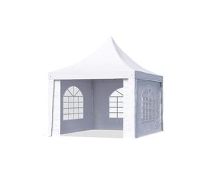 Gazebo a pagoda 3x3 m TOOLPORT facile e veloce da montare con finestre - robusto telo in PVC 700 bianco