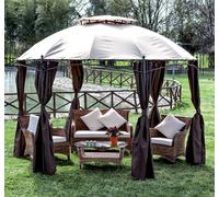 Giardini del Re Gazebo Giardino 3.5 mt in Acciaio Teli Laterali e Copertura Top in Poliestere 180 g/mq - Gotic
