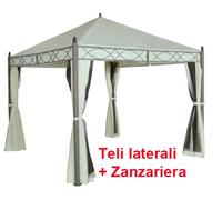 GAZEBO ACCIAIO SANTO DOMINGO 300x300x260h con teli laterali e zanzariera