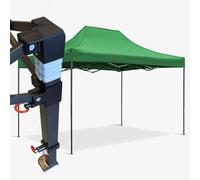 Gazebo certificato IGNIFUGO pieghevole acciaio portatile estendibile richiudibile estensibile per fiere eventi stand chiosco tenda tendone mercato mercatino (laterali esclusi) (Verde, 3x4,5m)