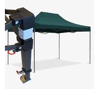 Gazebo certificato IGNIFUGO pieghevole acciaio portatile estendibile richiudibile estensibile per fiere eventi stand chiosco tenda tendone mercato mercatino (laterali esclusi) (Nero, 3x4,5m)