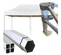 Gazebo certificato IGNIFUGO pieghevole alluminio piantone esagonale 45mm portatile estendibile richiudibile estensibile per fiere eventi stand chiosco tenda tendone (laterali esclusi) (Bianco, 3x6m)