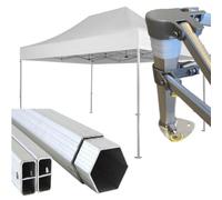 Gazebo certificato IGNIFUGO pieghevole alluminio piantone esagonale 45mm portatile estendibile richiudibile estensibile per fiere eventi stand chiosco tenda tendone (laterali esclusi) (Bianco, 3x4,5m)