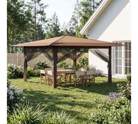 vidaXL Gazebo con 4 Pareti Laterali 4 x 4 m Beige e Marrone