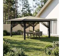 Gazebo con 4 Pareti Laterali 4 x 4 m Crema e Antracite