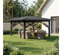 Gazebo con 4 Pareti Laterali 4 x 4 m Grigio chiaro e Antracite
