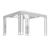 Gazebo con doppio tetto e catena luminosa a LED, 3 x 3 m, bianco, acciaio verniciato a polvere, tetto in poliestere impermeabile, per feste in giardino e barbecue