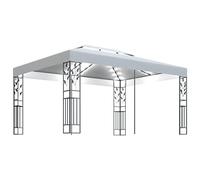 Gazebo con doppio tetto e catena luminosa a LED, 3 x 4 m, colore bianco, perfetto per feste in giardino ed eventi all'aperto, design stabile in acciaio verniciato a polvere e poliestere rivestito in
