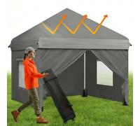 Gazebo con lati 3 m x 3 m, aggiornato 420D resistente per eventi, resistente ai raggi UV 50+, con borsa con ruote e sacchi di sabbia, per esterni, mercato, spa, barbecue, giardino, campeggio, gazebo