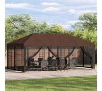 vidaXL Gazebo con pareti laterali 6 x 3 m Marrone Poliestere e Acciaio, Gazebo per eventi in giardino e terrazza, moderno ombrello esterno, rifugio versatile, tende con pareti in rete