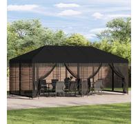 vidaXL Gazebo con pareti laterali 6 x 3 m Nero Poliestere e Acciaio, Gazebo per eventi in giardino e terrazza, moderno ombrello esterno, rifugio versatile, tende con pareti in rete