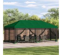 vidaXL Gazebo con pareti laterali 6 x 3 m Verde Poliestere e Acciaio, Gazebo per eventi in giardino e terrazza, moderno ombrello esterno, rifugio versatile, tende con pareti in rete