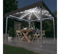 Gazebo con Stringa di Luci LED 300x300 cm Antracite Alluminio