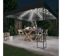 Gazebo con Stringa di Luci LED 3x3 m in Tessuto Antracite