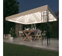 vidaXL Gazebo con Stringa di Luci LED 3x4 m Crema