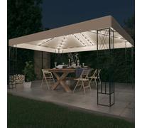 Gazebo con Stringa di Luci LED 3x4 m in Tessuto Crema