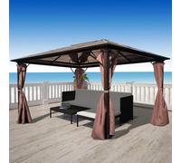 vidaXL Gazebo con Tenda Marrone in Alluminio 400 x 300 cm