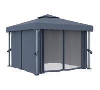 Gazebo con Tende 3x3 cm Antracite Alluminio