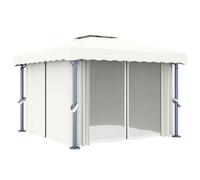 Gazebo con Tende 3x3 cm Bianco Crema Alluminio