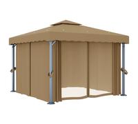 Gazebo con Tende 3x3 cm Grigio Talpa in Alluminio