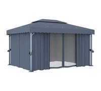 Gazebo con Tende 4x3 cm Antracite Alluminio