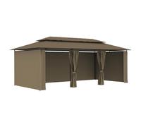 Gazebo con Tende 600x298x270 cm Grigio Talpa 180 g/m²
