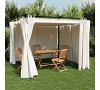 Gazebo con Tende Crema 3x3 m in Acciaio
