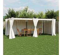 vidaXL Gazebo con Tende Crema 6x3 m in Acciaio, gazebo da esterno, padiglione, pergola, gazebo da patio, padiglione da giardino, gazebo a tettoia