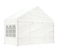 Gazebo con tetto bianco 4,08x2,23x m parasole in polietilene da esterno, tetto, tenda, arredamento da esterno, forniture per la casa, decorazione White