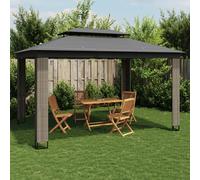 Gazebo con Tetto Doppio Antracite 3,94x2,96 m in Acciaio