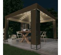 vidaXL Gazebo con Tetto Doppio e Luci LED 3x3x2,7 m Grigio Talpa