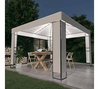 Gazebo con Tetto Doppio e Stringa di Luci LED 3x3 m Bianco Strutture da esterno