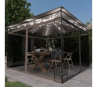 Gazebo con Zanzariera Luci LED 3x3x2,73 m Grigio Talpa