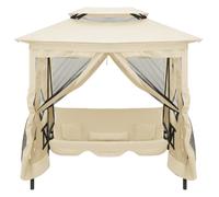 Gazebo Convertibile Panchina a Dondolo Bianco Crema