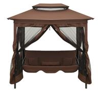 Gazebo Convertibile Panchina a Dondolo Caffè