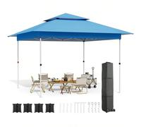 Gazebo da 3,6x3,6 m, padiglione pieghevole con una sola spinta, impermeabile, stabile, tenda per feste con doppio tetto, padiglione da giardino pop-up, 4 sacchi di sabbia, borsa per il trasporto con r