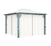 Gazebo da Giardino 300x300 cm con Tende, Struttura in Alluminio e Acciaio, Tetto Anti-UV, 4 Pareti Laterali, Gazebo da Spiaggia, Tenda per Feste, per Giardino e Camping,Crema, 300 x 300 x 270 cm