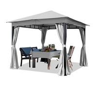 Gazebo da Giardino 3x3 m con Telo Impermeabile da ca. 180g/m² - 4 pareti Laterali Grigio Chiaro