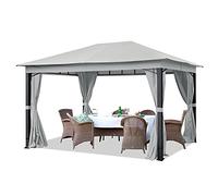 Gazebo da Giardino 3x4 m ALU PREMIUM con copertura del tetto impermeabile ca. 220 g/m² - 4 pareti laterali grigio chiaro - profilo da ca. 9x9 cm